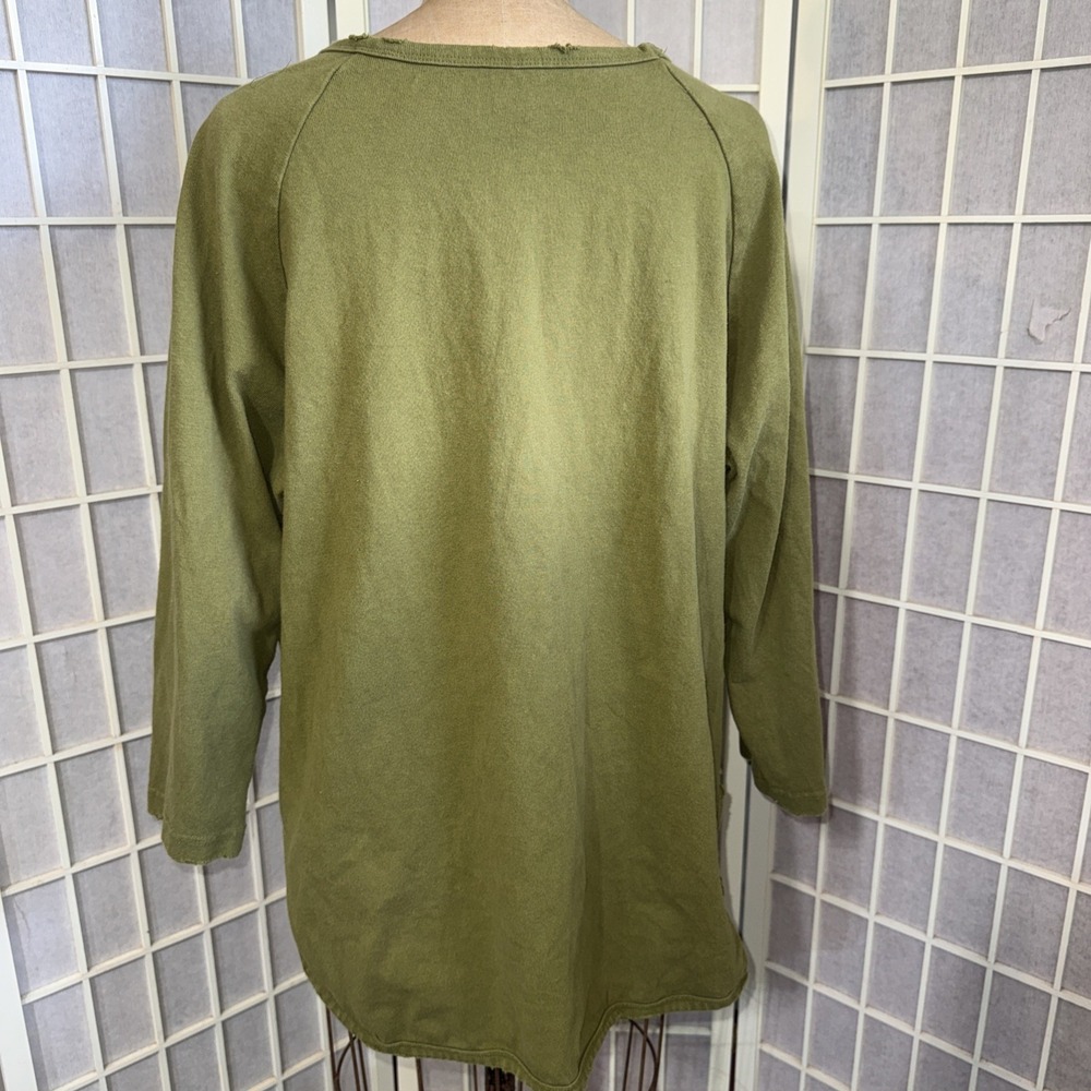 Jaded Gypsy Boho Festival Hippie Grunge Green Oversized Pocket Sweatshirt L/XL - Picture 2 of 15